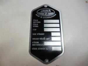Štítek typový -leptaný Jawa 353