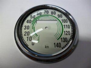 sada opravná - tachometr 140 km/h ( Kývačka ) zelený ciferník / D=85mm / d=75mm