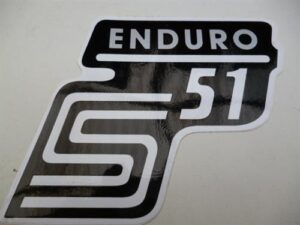 nálepka schránky S51 ENDURO - č/b/stříbrná ( Simson )