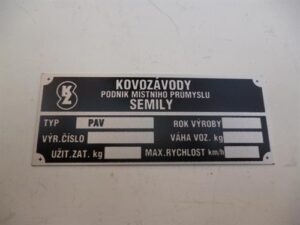štítek typový ( PAV ) tištěný
