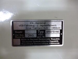 štítek typový ( Simson SR50) orig.