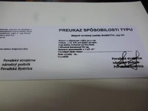 Technický preukaz BABETTA typ 207