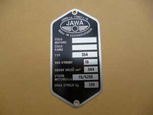 Štítek typový - Jawa 354