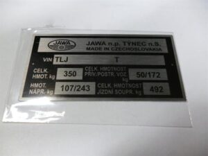 štítek typový ( Jawa 634, 638-640 ) / 75x35