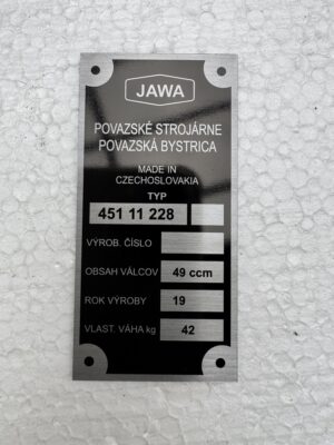 štítek typový ( Babetta 228 ) Povážská Bystrica / 75x35