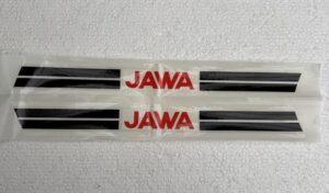 Nálepka nádrže JAWA 50 - 23 Mustang (bílé pruhy) 295x35mm 2ks